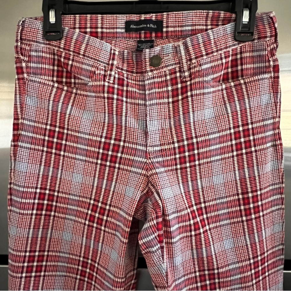 A&F Y2K Plaid Red Women's Pants - Picture 2 of 12